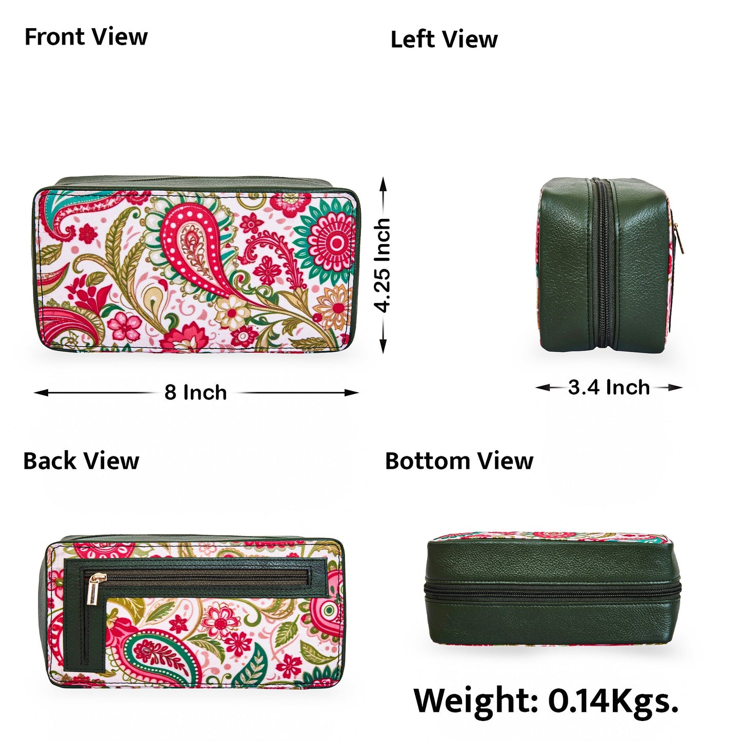 Wholesale Paisley Travel Jewelry Organizer - Fabric with Leather Trim for Women