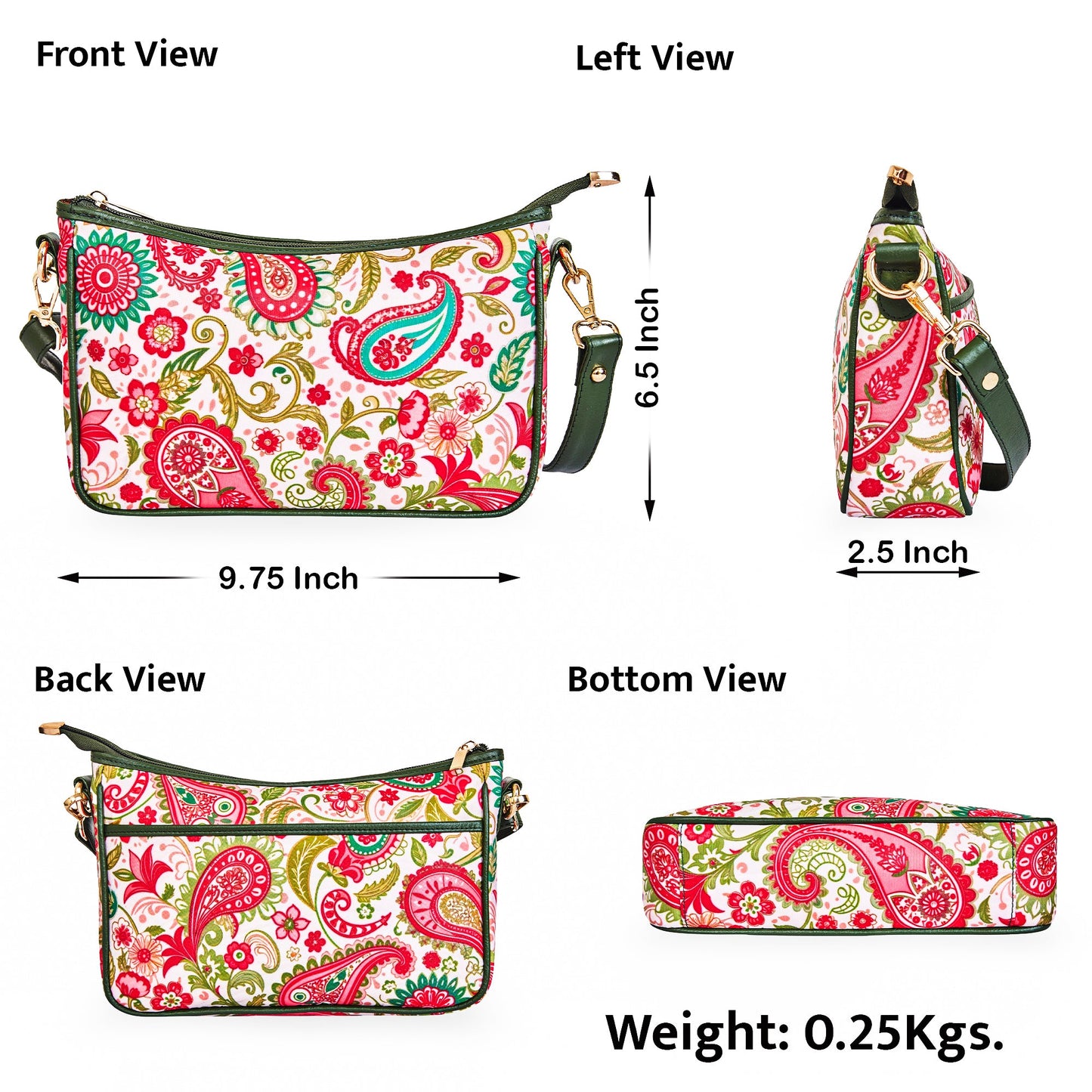 Wholesale Paisley East West Hobo Bag - Fabric with Leather Trim for Women