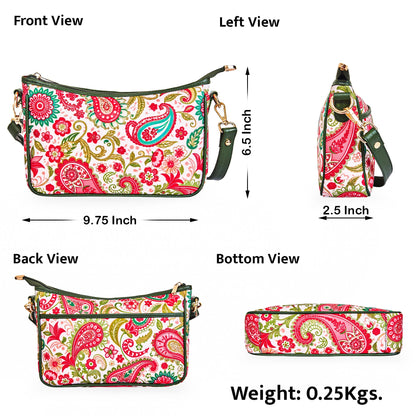 Wholesale Paisley East West Hobo Bag - Fabric with Leather Trim for Women
