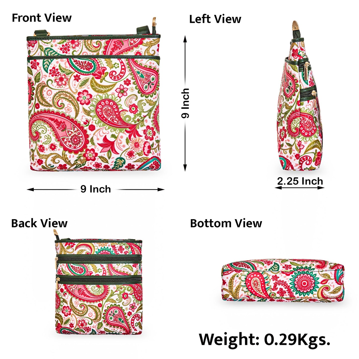 Wholesale Crossbody Bag Fabric with Leather Trim and Paisley Print for Women