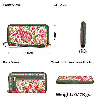 Wholesale Women's Paisley Wristlet Wallet - Fabric with Leather Trim