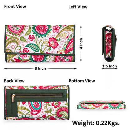 Wholesale Paisley Print Trifold Wallet - Fabric with Leather Trim for Women