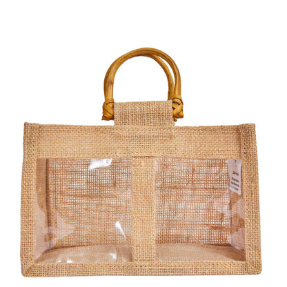 Wholesale Reusable Natural Burlap Jute Gift Bags with PVC for Events (Packs of 12)