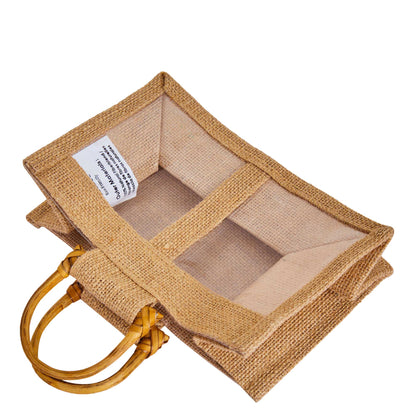 Wholesale Reusable Natural Burlap Jute Gift Bags with PVC for Events (Packs of 12)