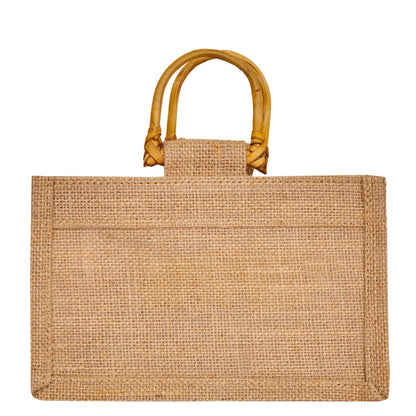 Wholesale Natural Burlap Jute Gift Bags with Cane Handles & Organza for  Parties (Packs of 12)