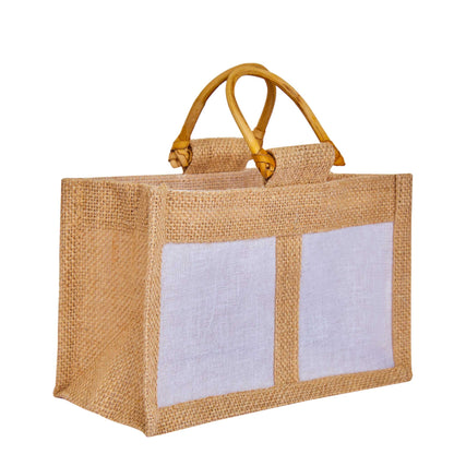 Wholesale Natural Burlap Jute Gift Bags with Cane Handles & Organza for  Parties (Packs of 12)