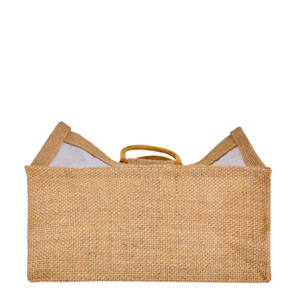 Wholesale Natural Burlap Jute Gift Bags with Cane Handles & Organza for  Parties (Packs of 12)