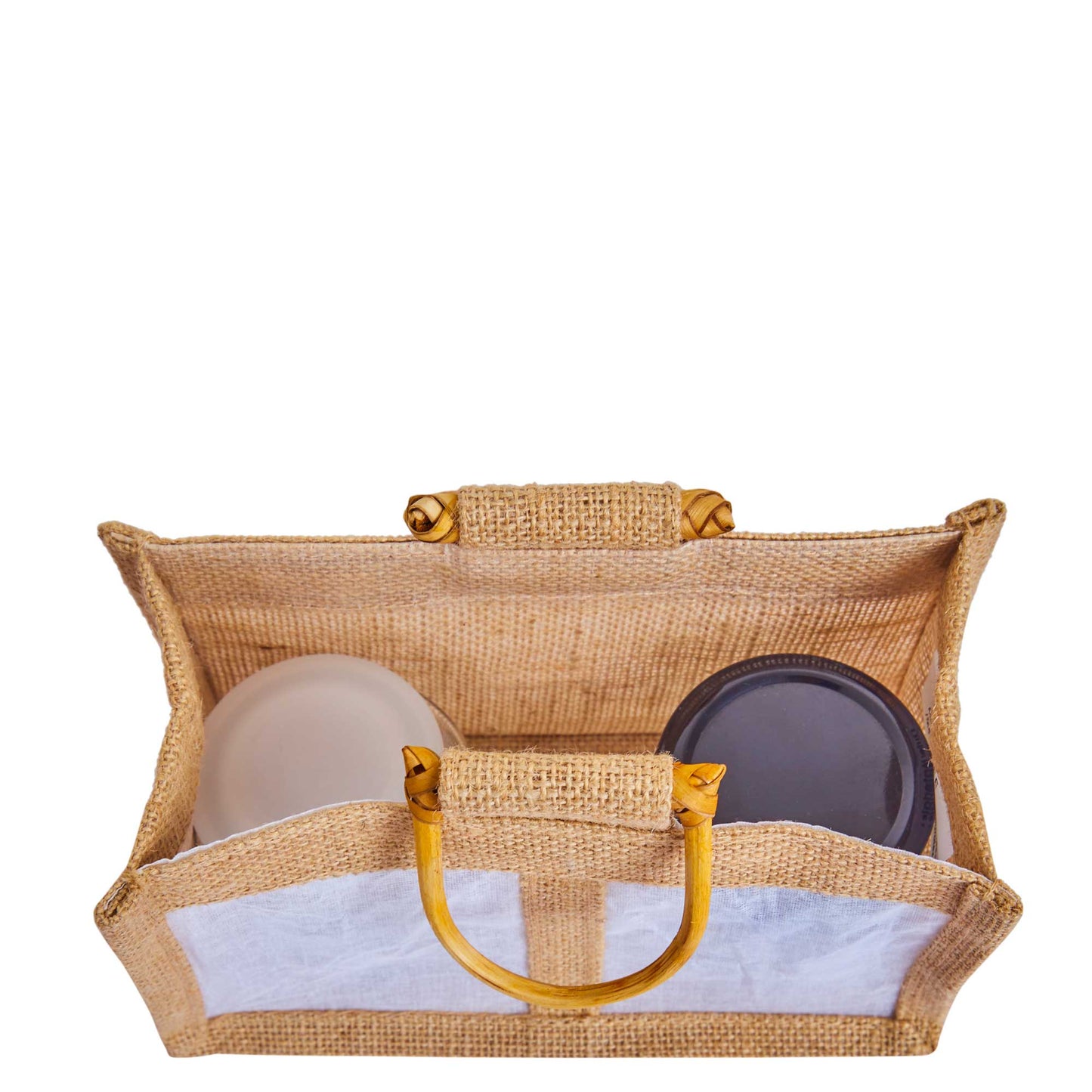 Wholesale Natural Burlap Jute Gift Bags with Cane Handles & Organza for  Parties (Packs of 12)