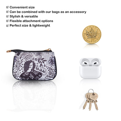 Wholesale Compact Coin Pouch - Fabric with Leather Trim for Women