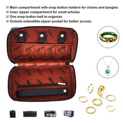 Women's Wholesale Elegant Jewelry Organizer - Fabric with Leather Trim