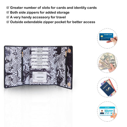 Wholesale Monochrome Trifold Wallet - Fabric with Leather Trim for Women