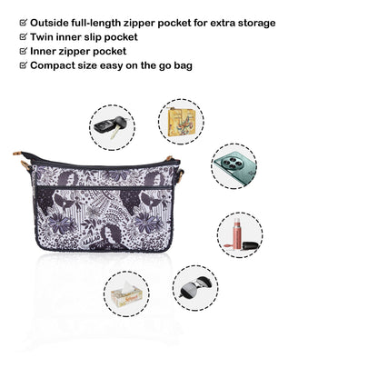 Wholesale Black White East West Hobo Bag - Fabric with Leather Trim for Women