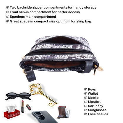 Monochrome Crossbody Bag - Fabric with Leather Trim for Women in Wholesale