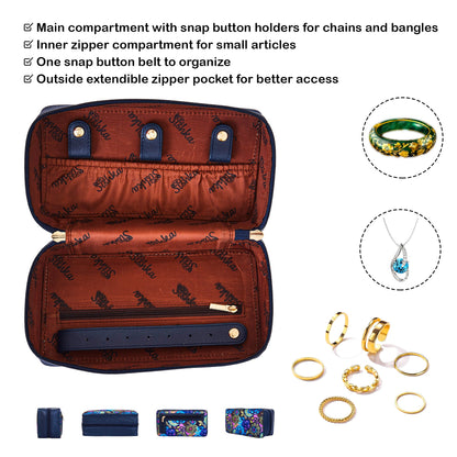 Wholesale Floral Travel Jewelry Case - Fabric with Leather Trim for Women