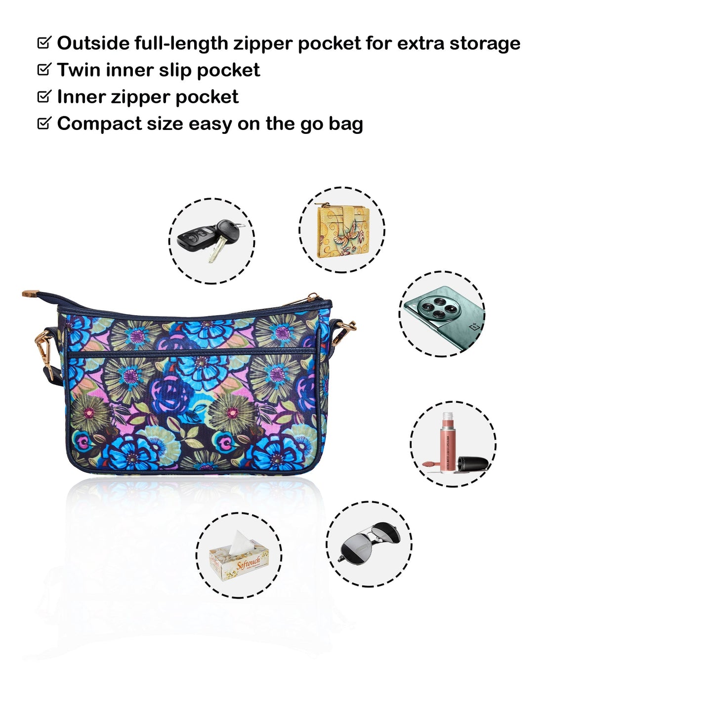 Wholesale Floral Hobo Bag Strap -Fabric with Leather Trim for Women