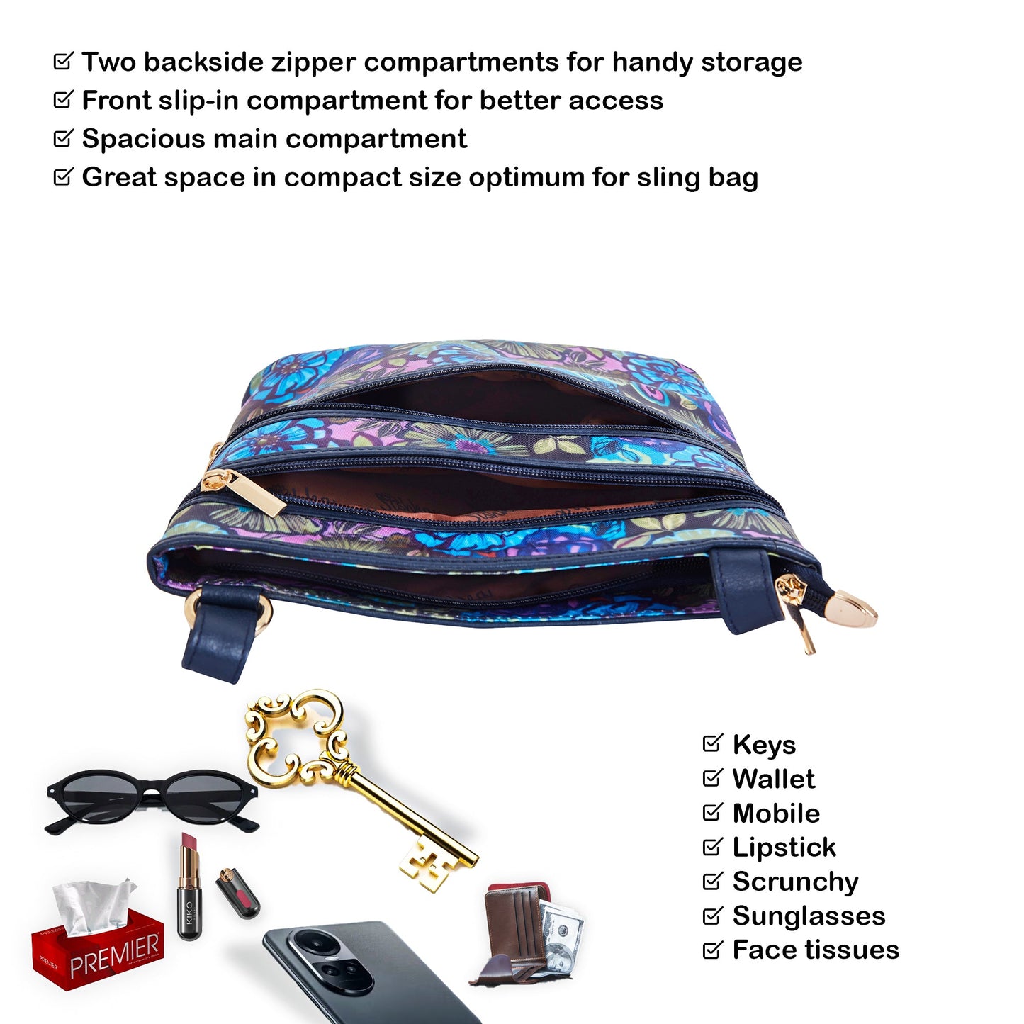 Women's Wholesale Botanical Crossbody Bag - Fabric with Leather Trim