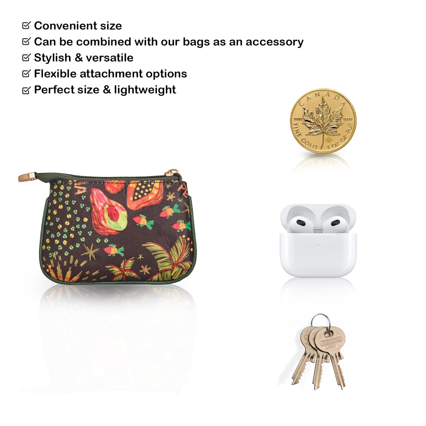 Wholesale Women Travel Coin Pouch - Fabric with Leather Trim Use