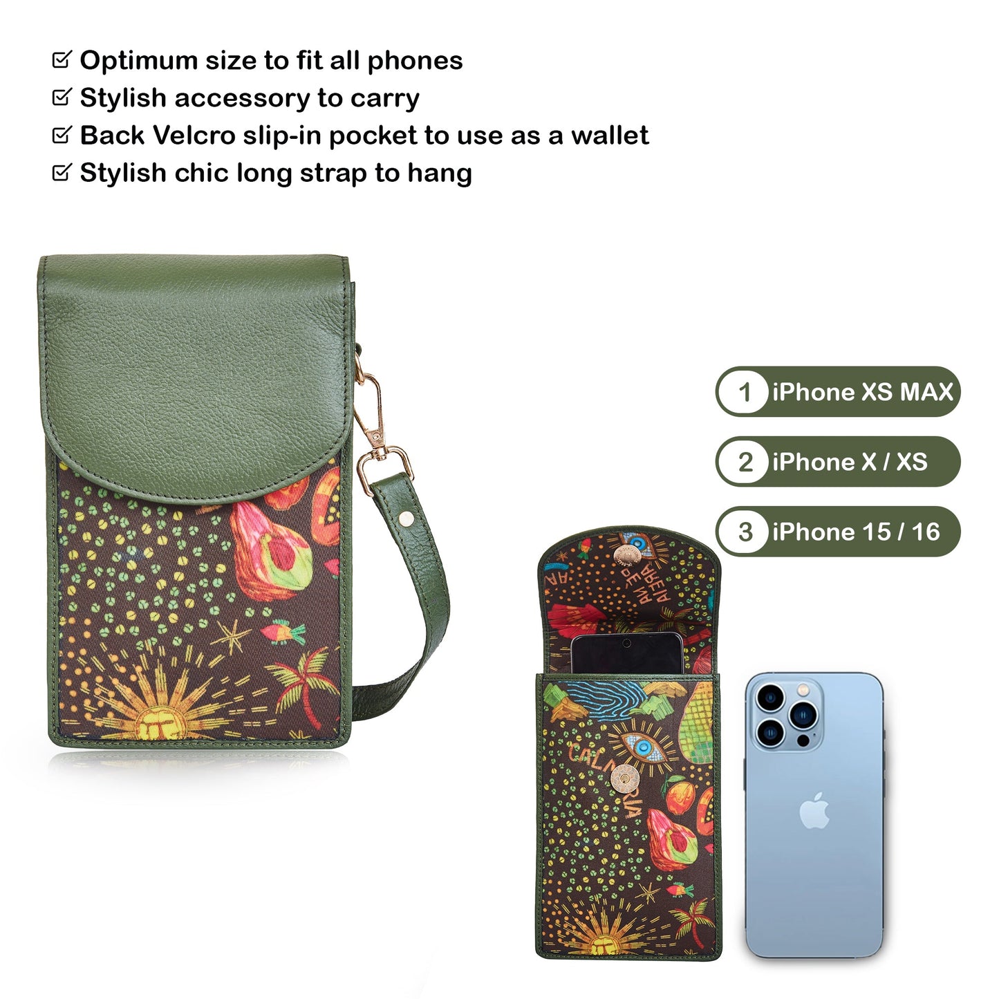 Wholesale Women's Coastal Crossbody Phone Wallet - Fabric with Leather Trim