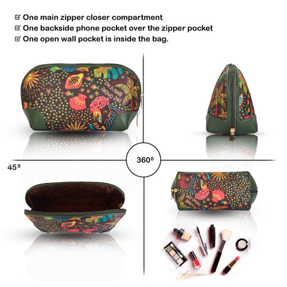 Women Wholesale Coastal Cosmetic Bag - Fabric with Leather Trim