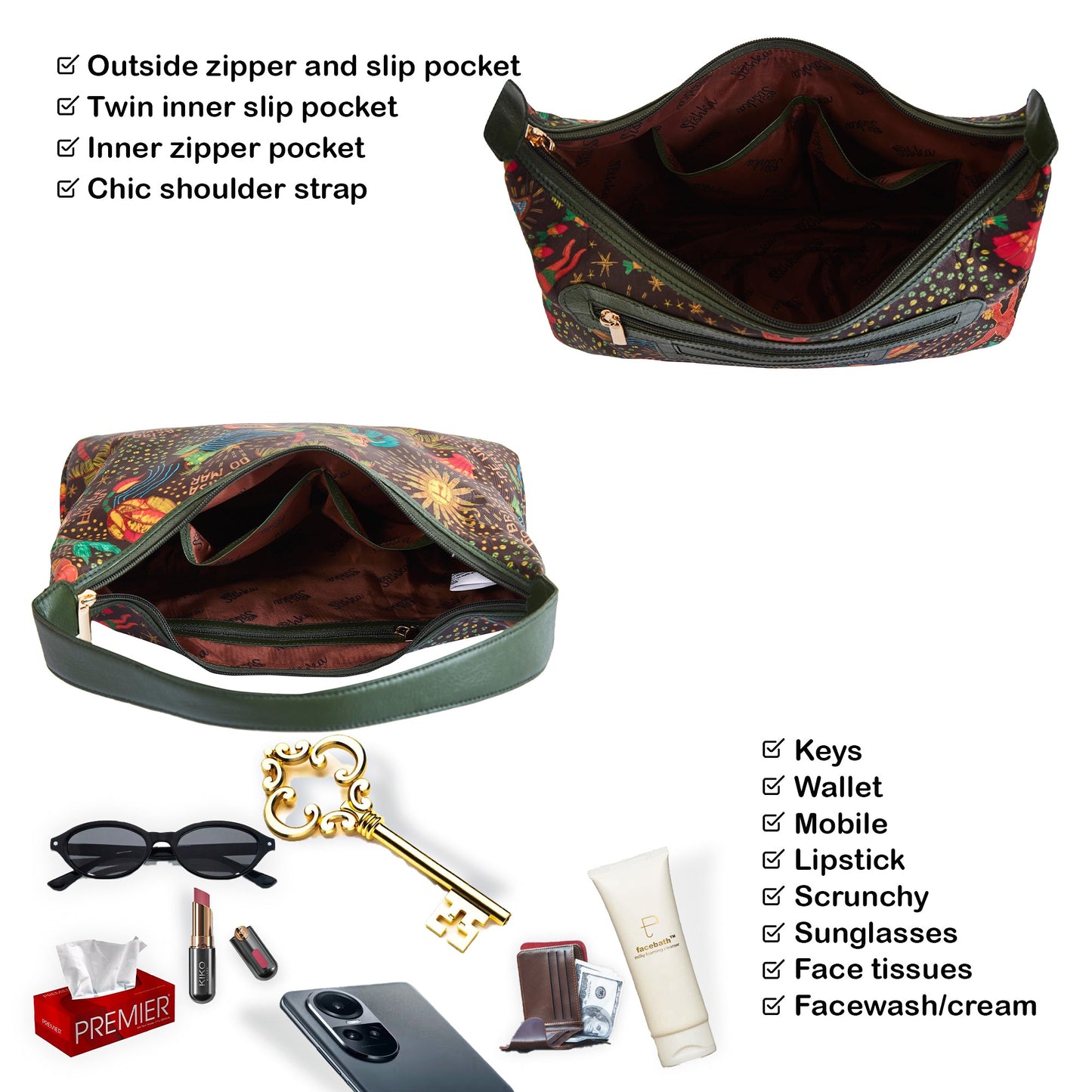 Wholesale Coastal Fabric Hobo Bag - Fabric with Leather Trim for Women