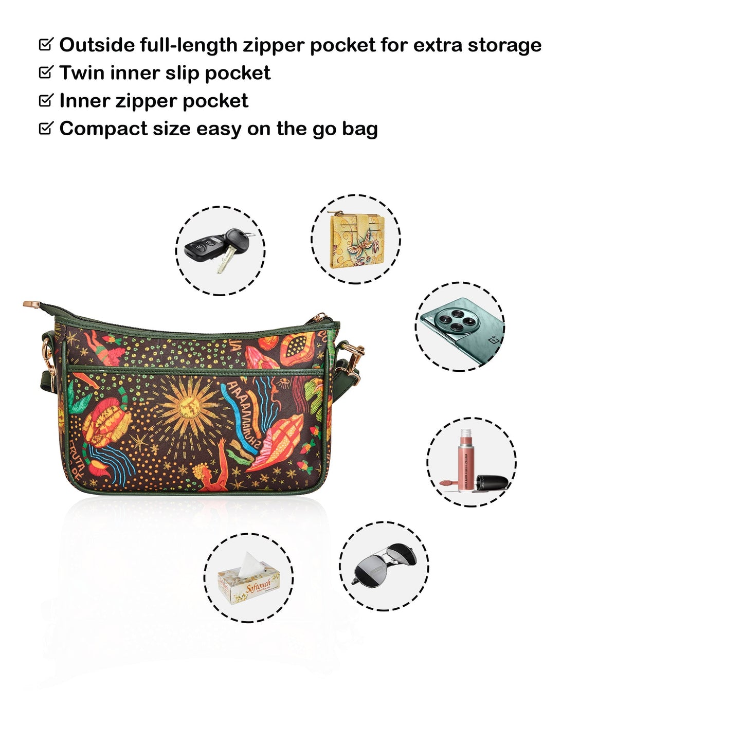 Wholesale East West Hobo Bag - Fabric with Leather Trim Strap for Women
