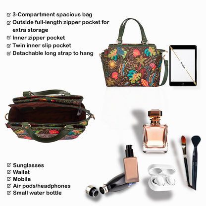 Wholesale Women Coastal Satchel Bag - Fabric with Leather Trim Style