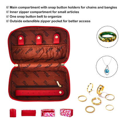 Wholesale Women Butterfly Jewelry Organizer Bag - Fabric with Leather Trim Style