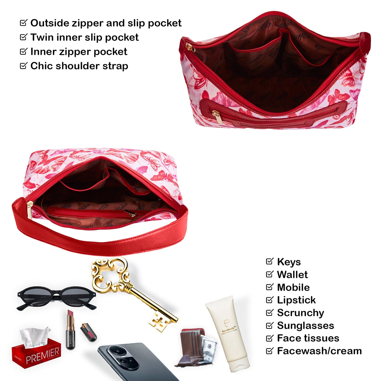 Wholesale Butterfly Sling Hobo Bag - Fabric with Leather Trim for Women