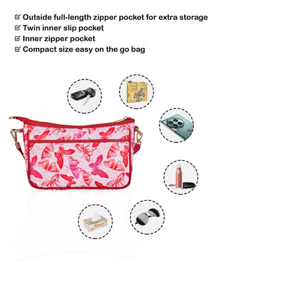 Wholesale Butterfly East West Hobo Bag - Fabric with Leather Trim for Women
