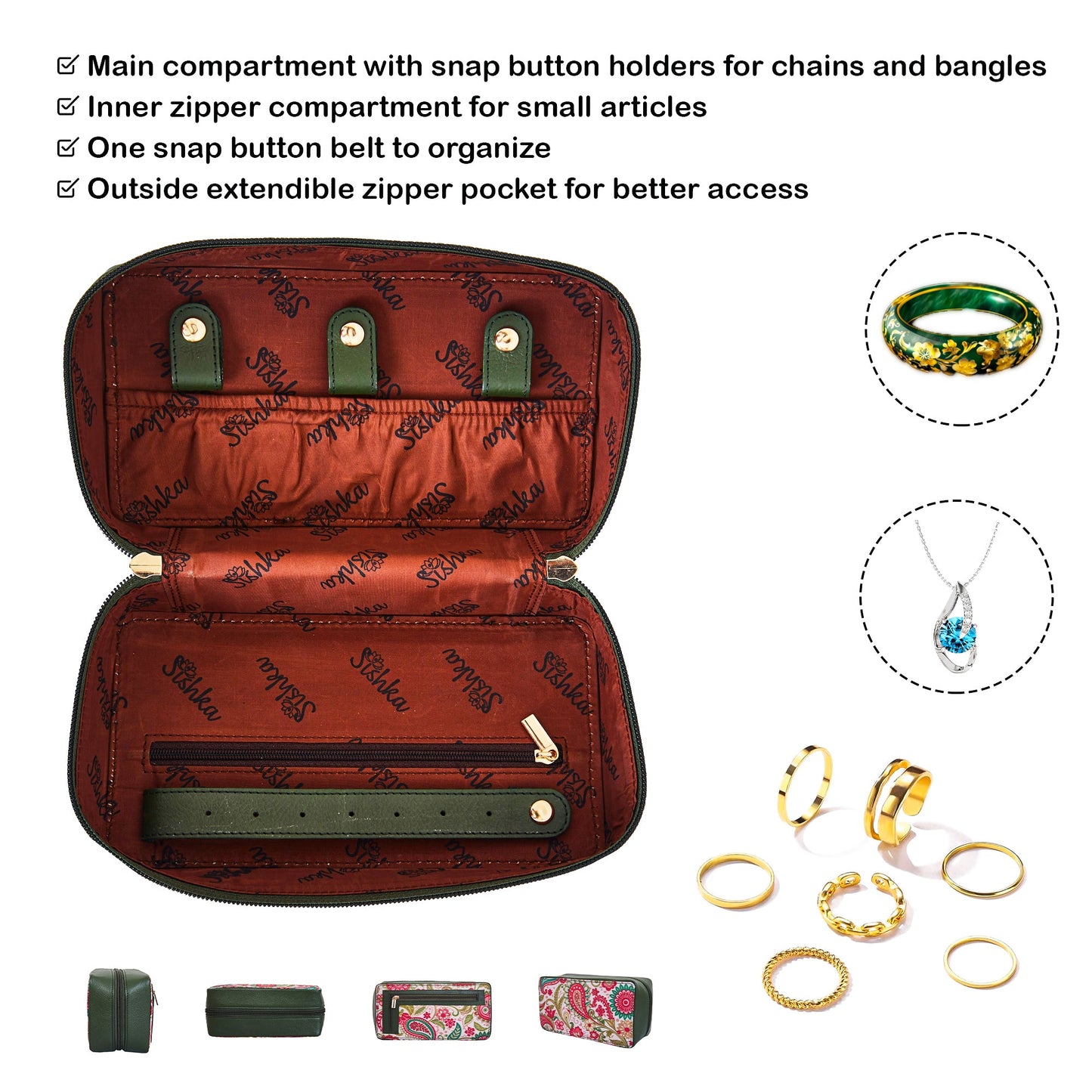 Wholesale Paisley Travel Jewelry Organizer - Fabric with Leather Trim for Women