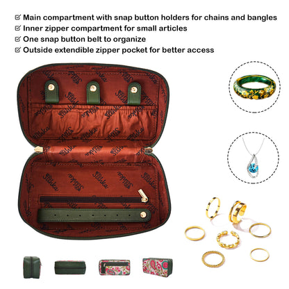 Wholesale Paisley Travel Jewelry Organizer - Fabric with Leather Trim for Women