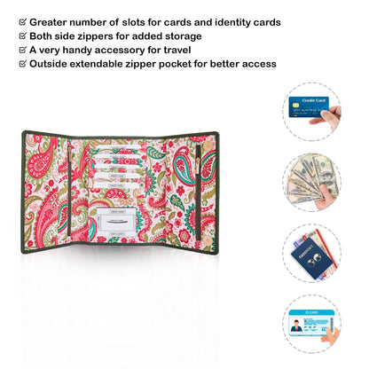 Wholesale Paisley Trifold Wallet for Women - Fabric with Leather Trim