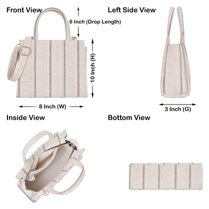 Wholesale  Beige Striped Canvas Crossbody Tote bag for Everyday Use