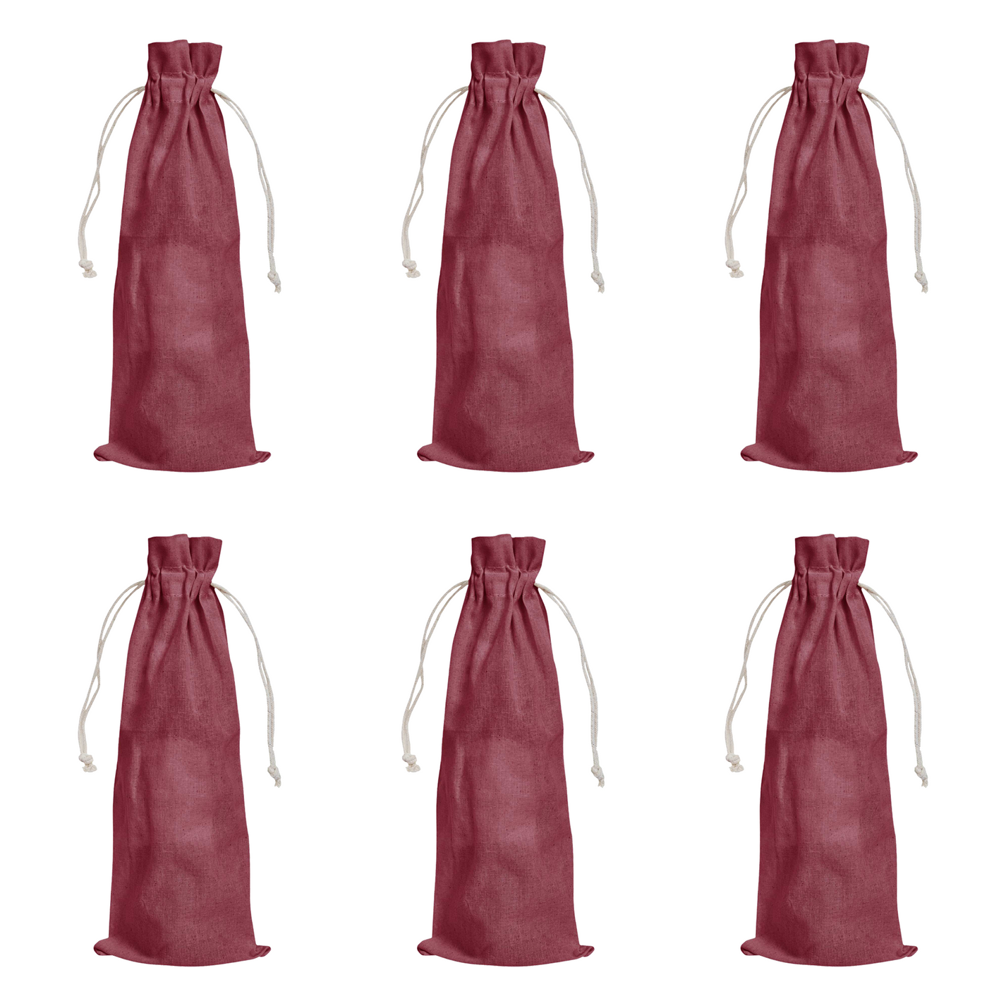 Wholesale Cotton Wine Bottle Gift Bags –Drawstring Pouches Gifting, Parties, Weddings, Christmas, New Year & Holidays (6 Pack)