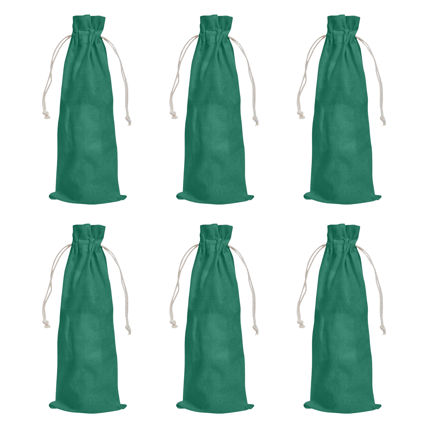 Wholesale Cotton Wine Bottle Gift Bags –Drawstring Pouches Gifting, Parties, Weddings, Christmas, New Year & Holidays (6 Pack)