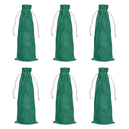 Wholesale Cotton Wine Bottle Gift Bags –Drawstring Pouches Gifting, Parties, Weddings, Christmas, New Year & Holidays (6 Pack)