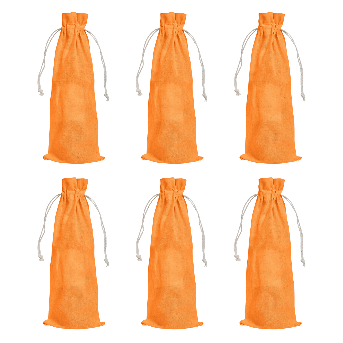 Wholesale Cotton Wine Bottle Gift Bags –Drawstring Pouches Gifting, Parties, Weddings, Christmas, New Year & Holidays (6 Pack)