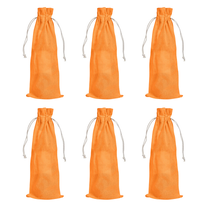 Wholesale Cotton Wine Bottle Gift Bags –Drawstring Pouches Gifting, Parties, Weddings, Christmas, New Year & Holidays (6 Pack)