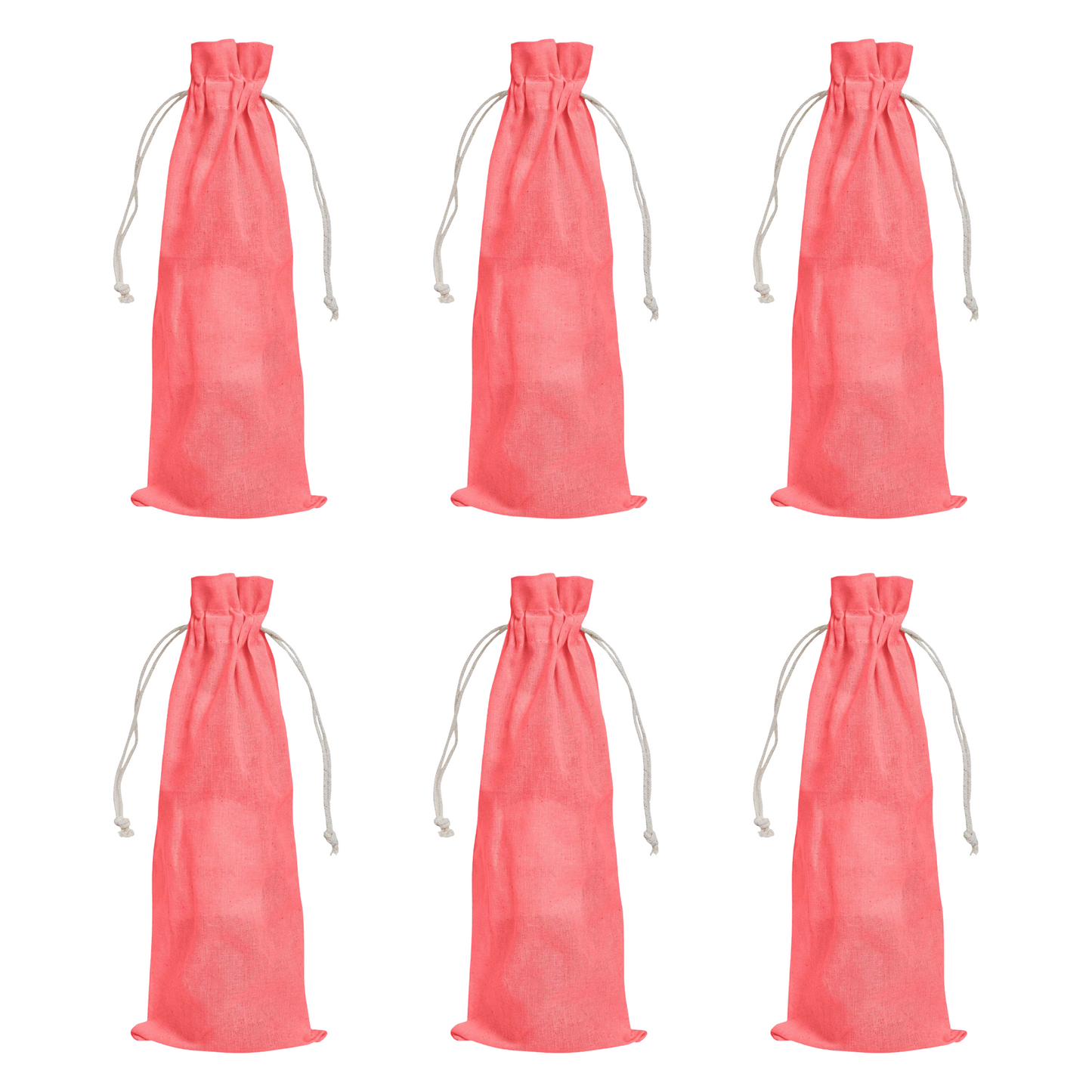 Wholesale Cotton Wine Bottle Gift Bags –Drawstring Pouches Gifting, Parties, Weddings, Christmas, New Year & Holidays (6 Pack)