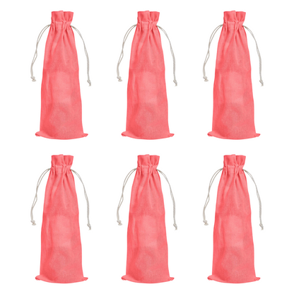 Wholesale Cotton Wine Bottle Gift Bags –Drawstring Pouches Gifting, Parties, Weddings, Christmas, New Year & Holidays (6 Pack)