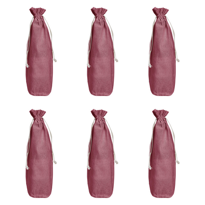 Wholesale Coloured Jute Wine Gift Pouches – Reusable Bottle Covers for Weddings & Christmas (Set of 6)