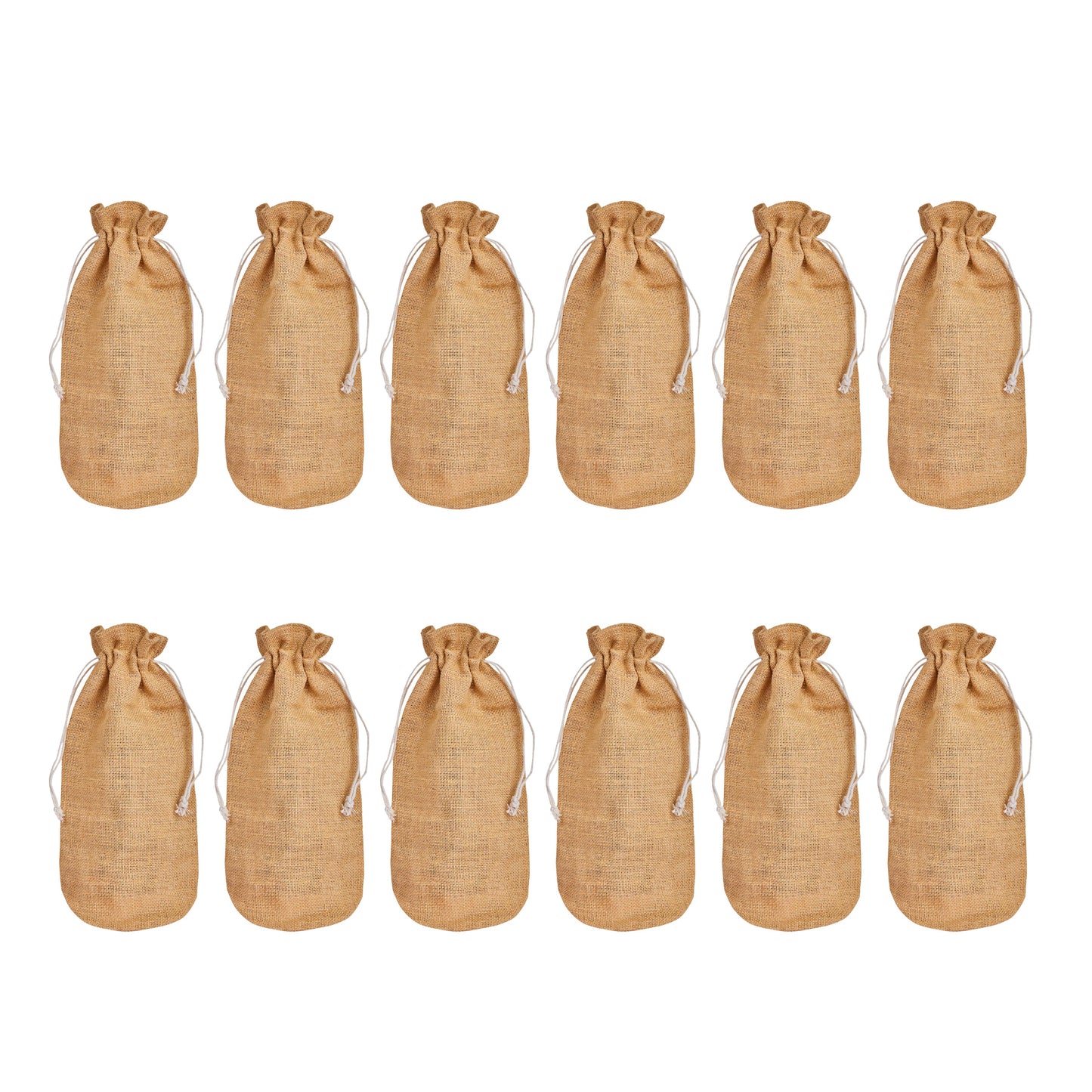Wholesale Natural Jute Wine Bottle Bags – Burlap Gift Pouches for Celebrations & Events (Pack of 12)