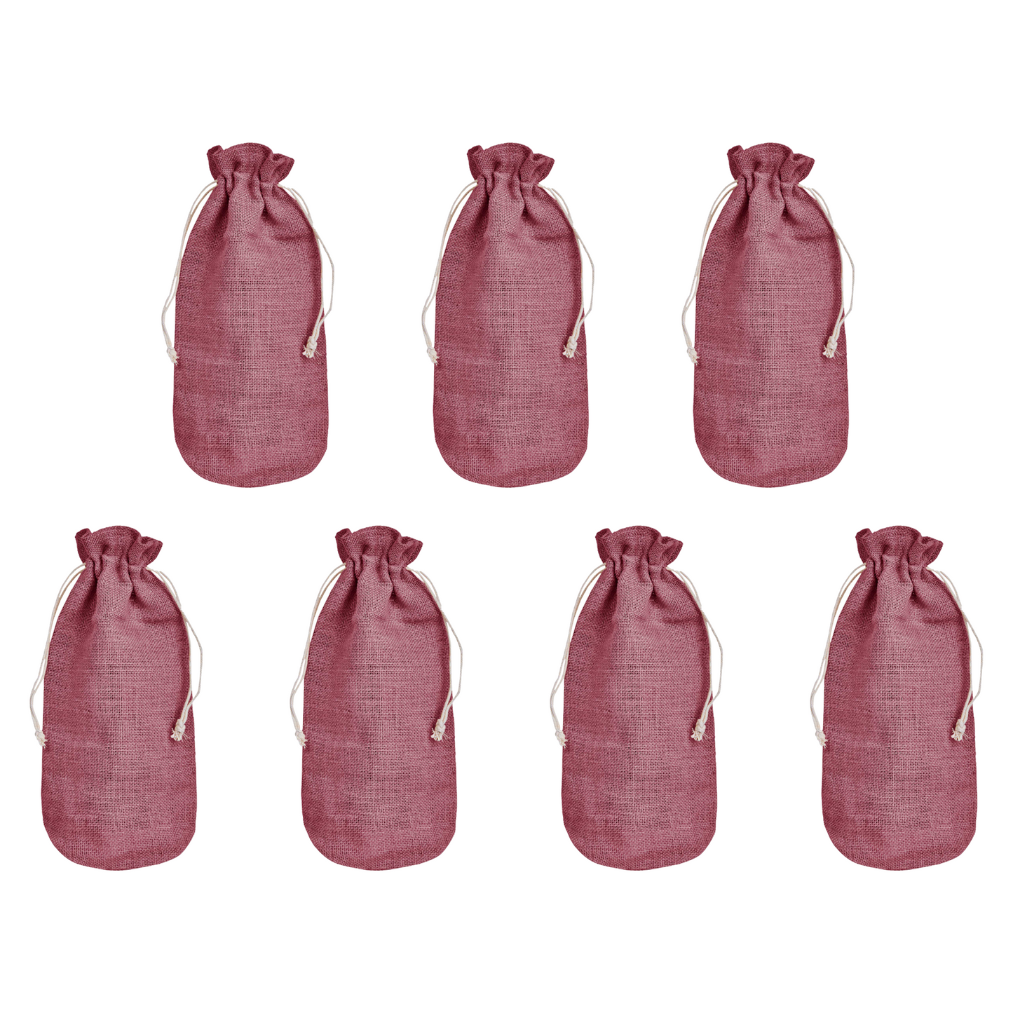 Wholesale Coloured Jute Wine Bottle Gift Pouches – Burlap Bags for Weddings & Celebrations (Set of 7)