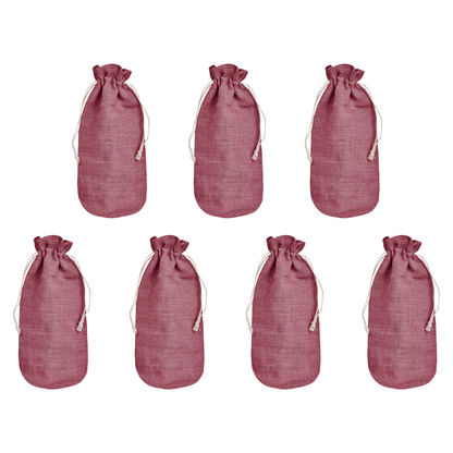 Wholesale Coloured Jute Wine Bottle Gift Pouches – Burlap Bags for Weddings & Celebrations (Set of 7)
