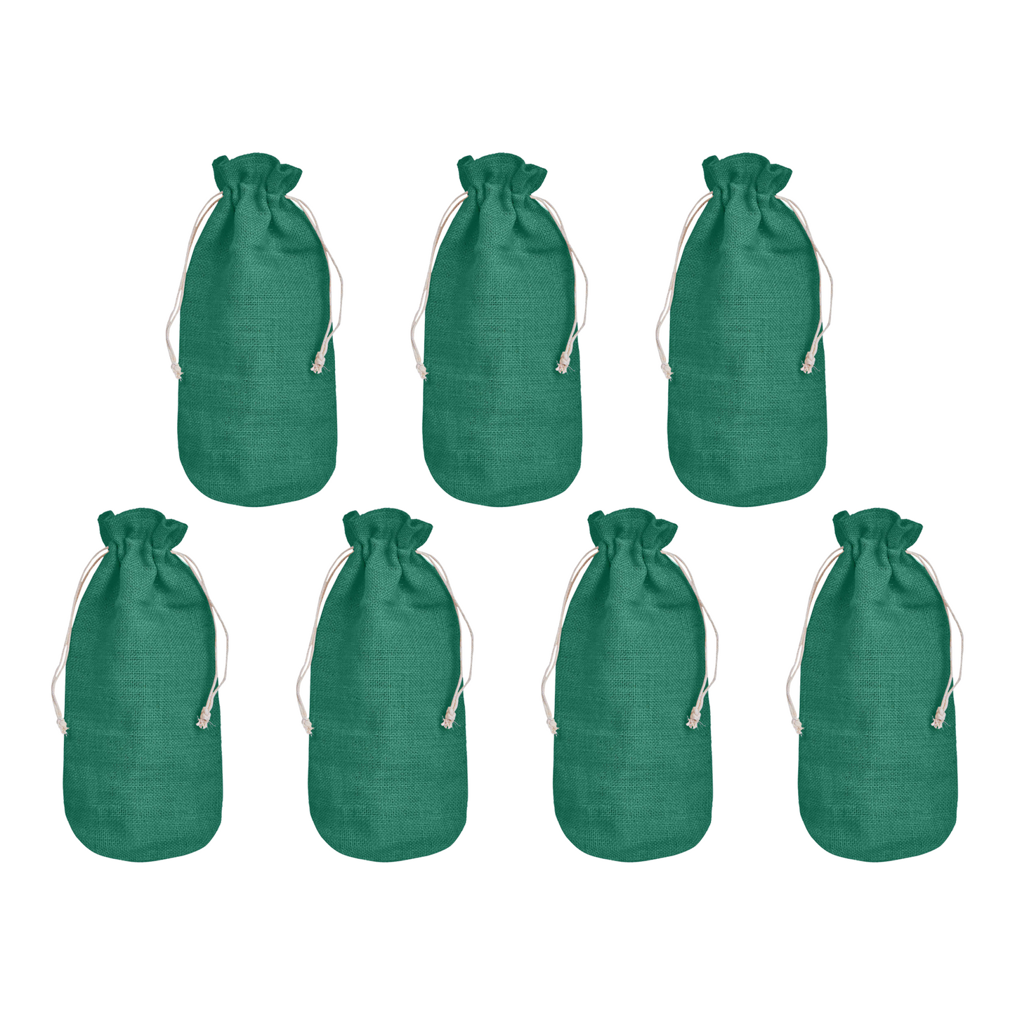 Wholesale Coloured Jute Wine Bottle Gift Pouches – Burlap Bags for Weddings & Celebrations (Set of 7)