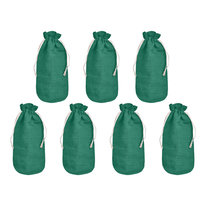 Wholesale Coloured Jute Wine Bottle Gift Pouches – Burlap Bags for Weddings & Celebrations (Set of 7)