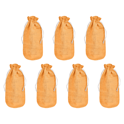 Wholesale Coloured Jute Wine Bottle Gift Pouches – Burlap Bags for Weddings & Celebrations (Set of 7)