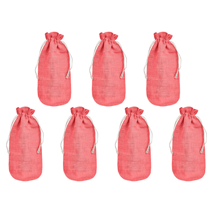 Wholesale Coloured Jute Wine Bottle Gift Pouches – Burlap Bags for Weddings & Celebrations (Set of 7)