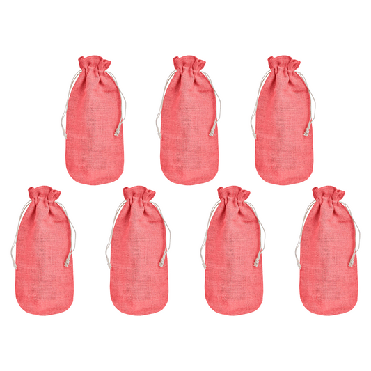 Wholesale Coloured Jute Wine Bottle Gift Pouches – Burlap Bags for Weddings & Celebrations (Set of 7)
