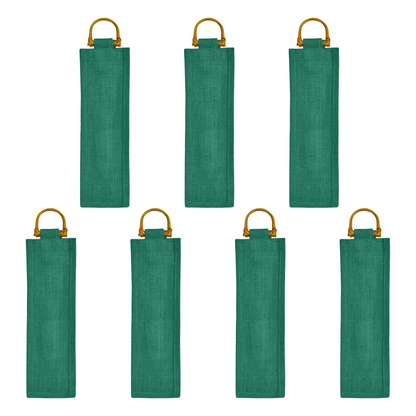 Wholesale Coloured Jute Wine Bottle Bags with Cane Handles – For Events & Gifting (Pack of 7)